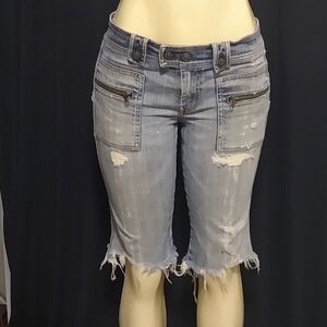 7 For All Mankind Distressed Blue Jeans Denim Shorts Size 29 Male Teen